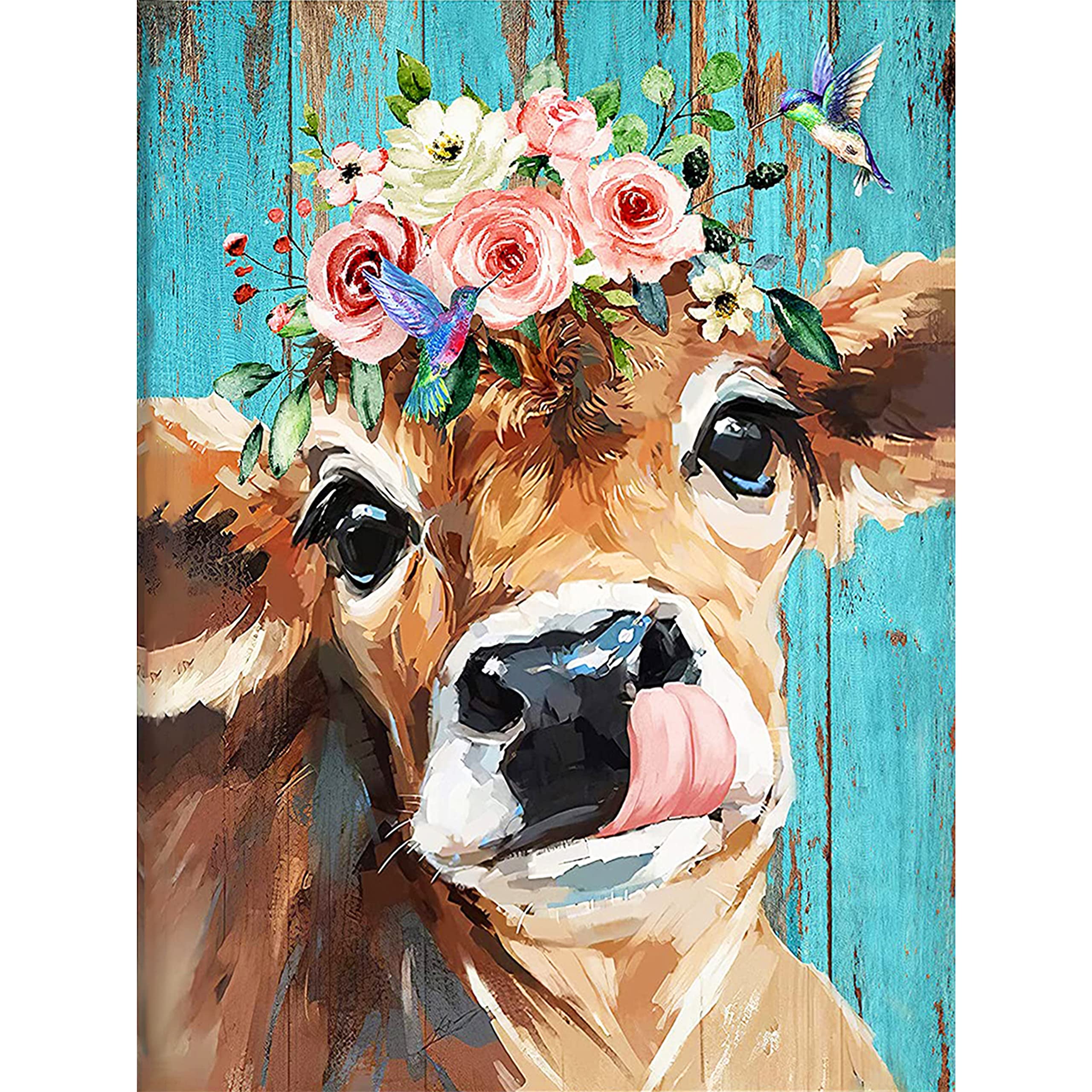 HASTHIP Diamond Painting Kit with Round Diamonds, 5D Diamond Painting Kit for Adults & Kids, 30 X 40cm Full Drill Cow Gem Art Painting Kit for Home Wall Decor Gifts (12x16inch) HASTHIP Diamond Painting Kit with Round Diamonds, 5D Diamond Painting Kit for Adults & Kids, 30 X 40cm Full Drill Cow Gem Art Painting Kit for Home Wall Decor Gifts (12x16inch)